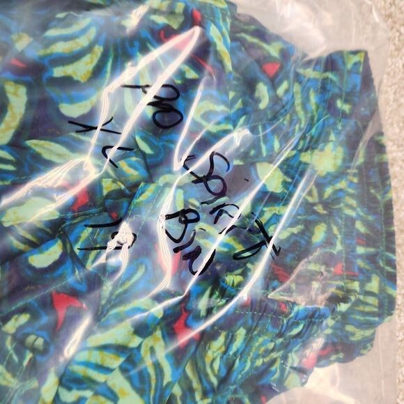 Pro Spirit Shorts Swimming Mesh Inside Pocket Mens XL Green Blue Floral - Picture 9 of 9